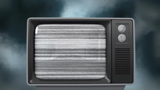 Digitally Generated Old Television Showing Video Static Glowing Thunder Lines — Stock Video