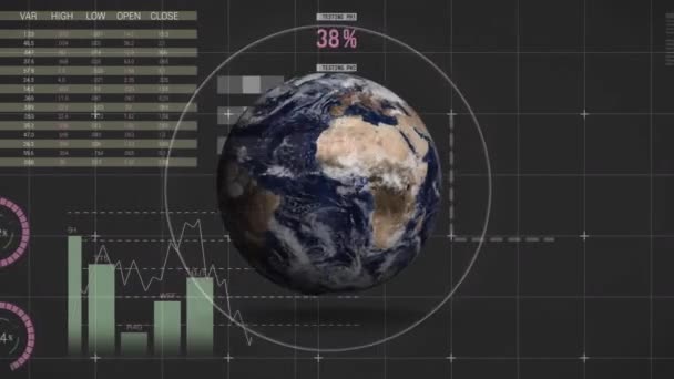 Animación Generada Digitalmente Del Globo Girando Acercándose Mientras Que Fondo — Vídeos de Stock