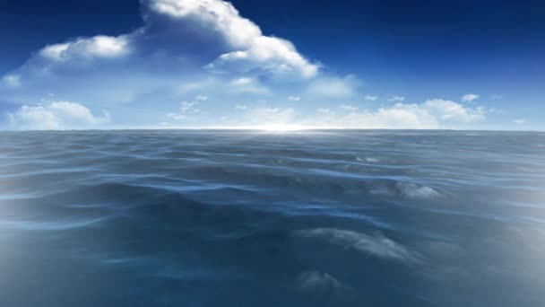 Digitální Složený Klidného Oceánu Oblohou Mraky — Stock video