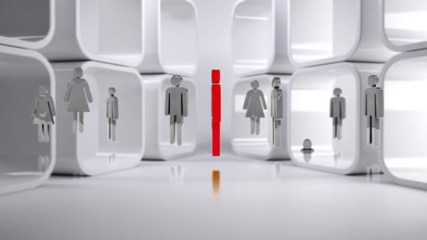 Цифрові Генеровані Гендерні Значки Однією Чоловічою Піктограмою Червоним Тло Показує — стокове відео