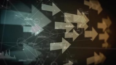 Asimetrik çizgiler hareket ederken soldan sağa doğru hareket ederken sağa işaret eden dijital olarak oluşturulan oklar