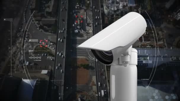 Caméra Surveillance Numérique Contexte Route Avec Des Voitures Des Bâtiments — Video