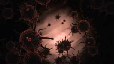 Ekrana doğru hareket eden virüs hücrelerinin dijital bileşimi