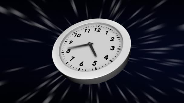 Reloj Blanco Generado Digitalmente Con Las Manos Movimiento Mientras Que — Vídeos de Stock