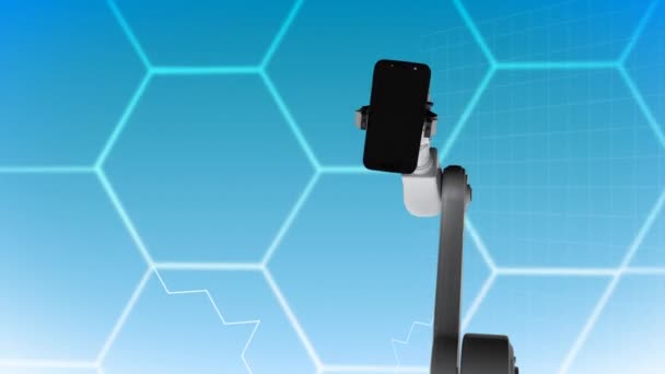 Dijital Oluşturulan Robot Uygulama Simgeleri Ekrana Hareket Ederken Stetoskop Ile — Stok video