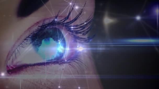 Digital Composite Female Eye Changes Color Every Time She Blinks — Stock Video