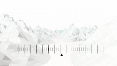 Bir dağlarda beyaz peyzaj grafiği gösteren dijital olarak oluşturulan uçuş ekranı.