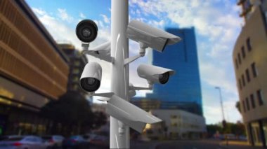 Sokakta dijital olarak hareket eden güvenlik kameraları oluşturuldu