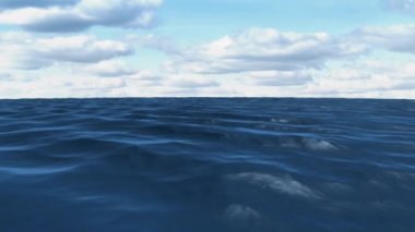 Sakin okyanusun ve gökyüzünün bulutlarla dijital bileşimi