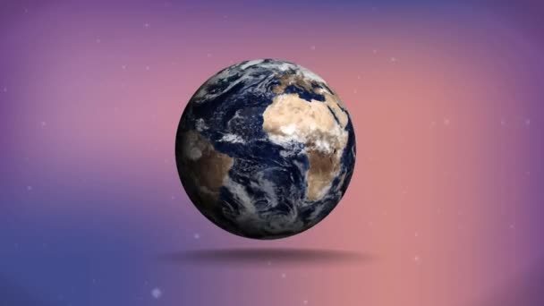 Цифрове Генерування Обертової Землі Фоні Рожево Фіолетового Кольору — стокове відео