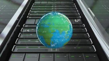 Veri arka plan siyah CPU gösteren görünür iken dijital renkli küre dönen animasyon oluşturulan.