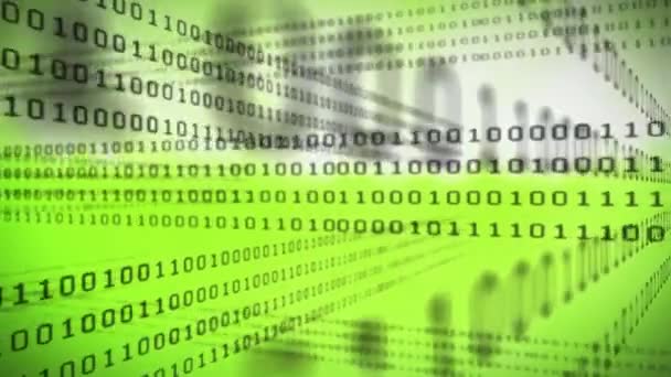 Zöld Háttérrel Szállított Digitálisan Generált Bináris Kódok — Stock videók