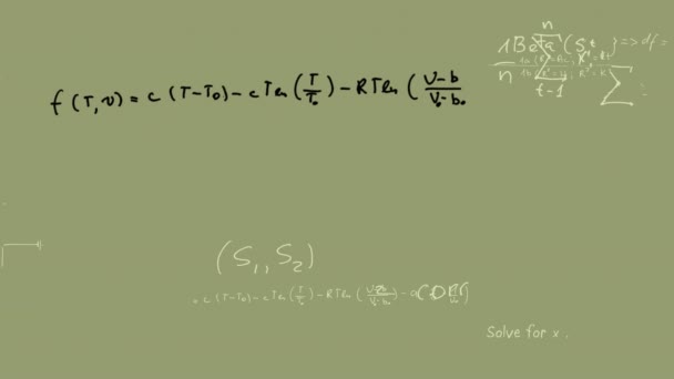 Digital Animering Matematisk Ekvation Nedskriven Svart Bläck Bakgrund Visar Ekvationer — Stockvideo