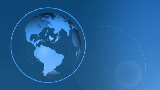 Cyfrowo Generowane Globe Obracające Się Niebieskim Tle — Wideo stockowe