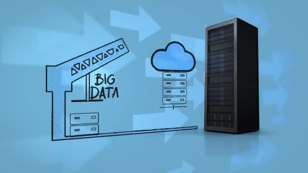 Animazione Generata Digitalmente Come Funziona Storage Cloud Server Trova Sul — Video Stock
