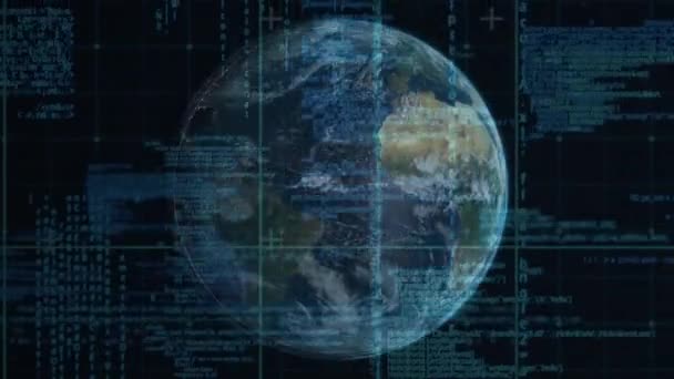 Цифрове Покоління Землі Обертається Біле Сяюче Коло Блимає Від Центру — стокове відео