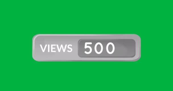 Digital Animation Grey Box Containing Numbers Views Increasing Green Background — Stock Video