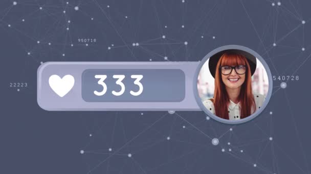 Animation Grey Box Numbers Counting Photo Red Haired Woman Wearing — Stock Video