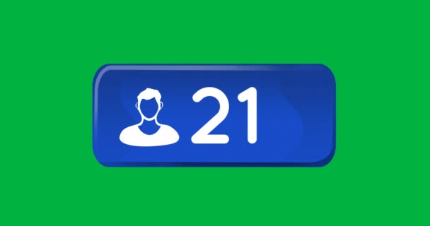 Animation Friend Request Icon Blue Count Bar Increasing Number Count — Stock Video