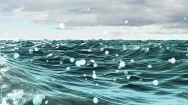 Dijital bokeh ışık merkezine hareket ile sıçrayan bir okyanus düşük açı
