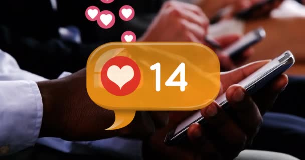 Animação Digital Ícone Coração Números Crescentes Dentro Uma Caixa Chat — Vídeo de Stock