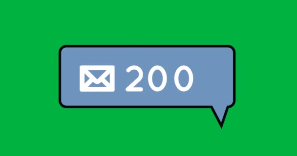 Animação Uma Bolha Notificação Mensagem Azul Com Número Crescente Fundo — Vídeo de Stock