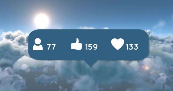 Animación Digital Seguir Como Iconos Del Corazón Aumentando Número Con — Vídeo de stock