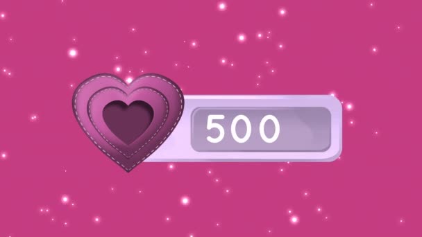 Animation Heart Icon Grey Count Box Increasing Number Count Background — Stock Video