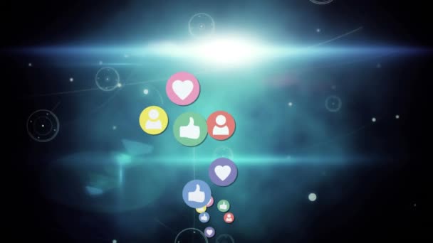 Цифровая Анимация Иконок Линий Социальных Сетей Градиентном Фоне Линии Линии — стоковое видео