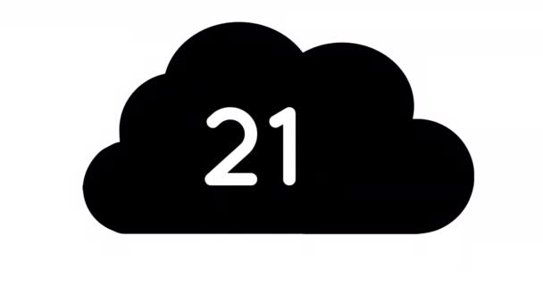 Анімація Підрахунку Чисел Чорній Хмарі Білому Тлі — стокове відео