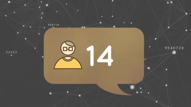 Animation Friend Request Icon Brown Message Bubble Increasing Number Count — Stock Video