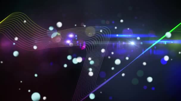 Cyfrowa Animacja Ruchomych Równoległych Linii Neonowych Bokeh Efektów Świetlnych — Wideo stockowe