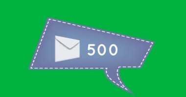 Yeşil arka planda ileti simgesi ve numaraları içeren gri bir sohbet kutusunun animasyonu. Alınan ileti lerin sayısı 4k artıyor