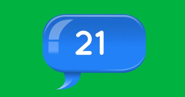 Animazione Una Chat Box Blu Con Conteggio Numeri Sfondo Verde — Video Stock