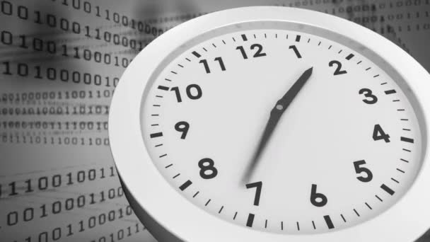 Digital Animation Speeding Analogue Clock Binary Codes Running