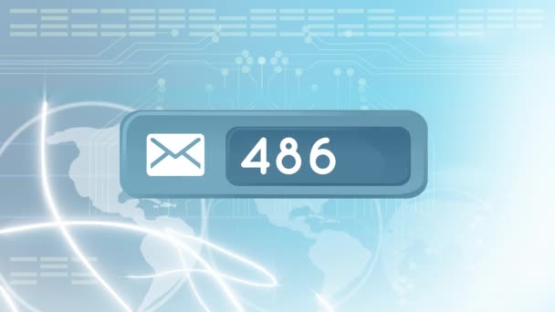 Animação Digital Uma Barra Notificação Mensagem Azul Com Número Crescente — Vídeo de Stock
