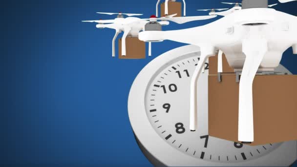 Paketleri Taşıyarak Geçen Bir Drone Bandı Ile Hız Analog Saatin — Stok video