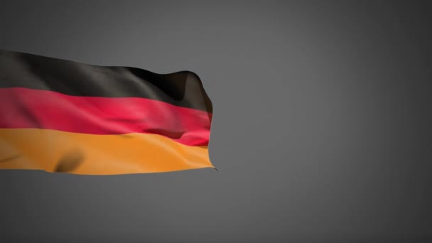 Close German Flag Waving Grey Background — Stock Video