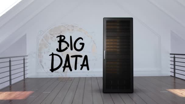 Digitale Animatie Van Een Roterende Wereldbol Met Tekst Big Data — Stockvideo