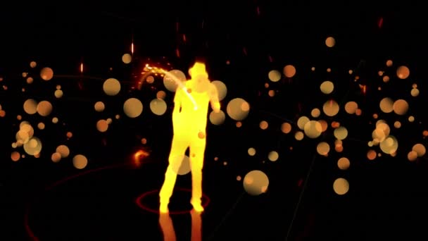 Digital Animation Silhouette Michael Jackson Dance Swirling Bright Lights Effect — Stock Video