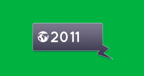 Анимация Пузыря Чата Иконкой Уведомления Числами Подсчитывающими Фон Зелёный — стоковое видео