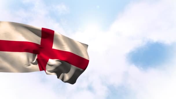 Cyfrowa Animacja Angielskiej Flagi Macha Wietrze Tłem Nieba — Wideo stockowe