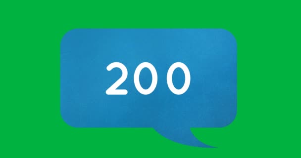 Digitale Animation Zunehmender Zahlen Einer Blauen Chatbox Auf Grünem Hintergrund — Stockvideo