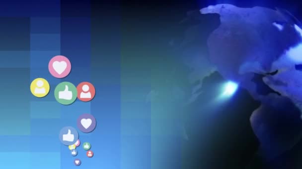 Digitale Animatie Van Een Wereldbol Met Een Vliegende Hart Volg — Stockvideo