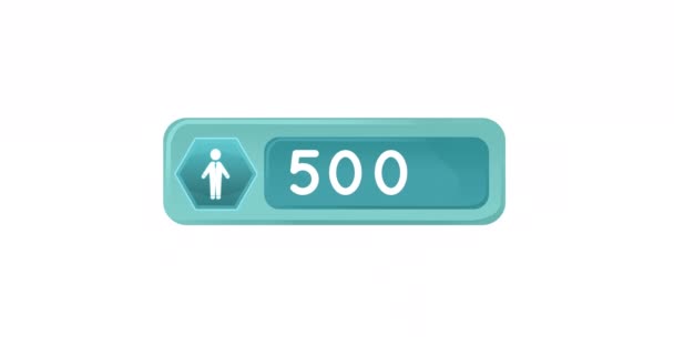 Digital Animation Follower Icon Green Button Increasing Number White Background — Stock Video