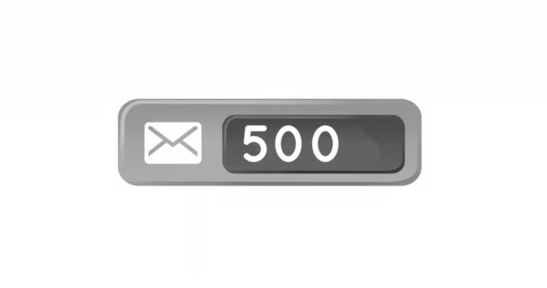 Digital Animation Increasing Numbers Message Icon Grey Box White Background — Stock Video