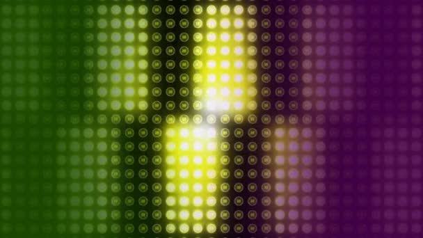 Digitální Animace Sekvenovaných Světel Postupně Bliká Odstíny Zelené Žluté Purpurové — Stock video