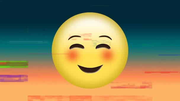 Animation numérique d'un visage jaune aux yeux souriants et scintillants émotion 