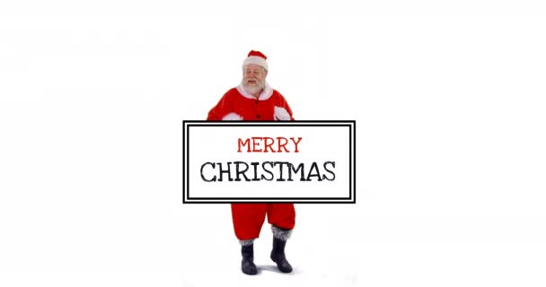 Full View Dancing Santa Claus White Background Christmas Greeting Card — Stock Video