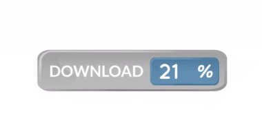 Yüzde sayısıyla gri bir indirme çubuğunun animasyonu. Arka plan gri 4k